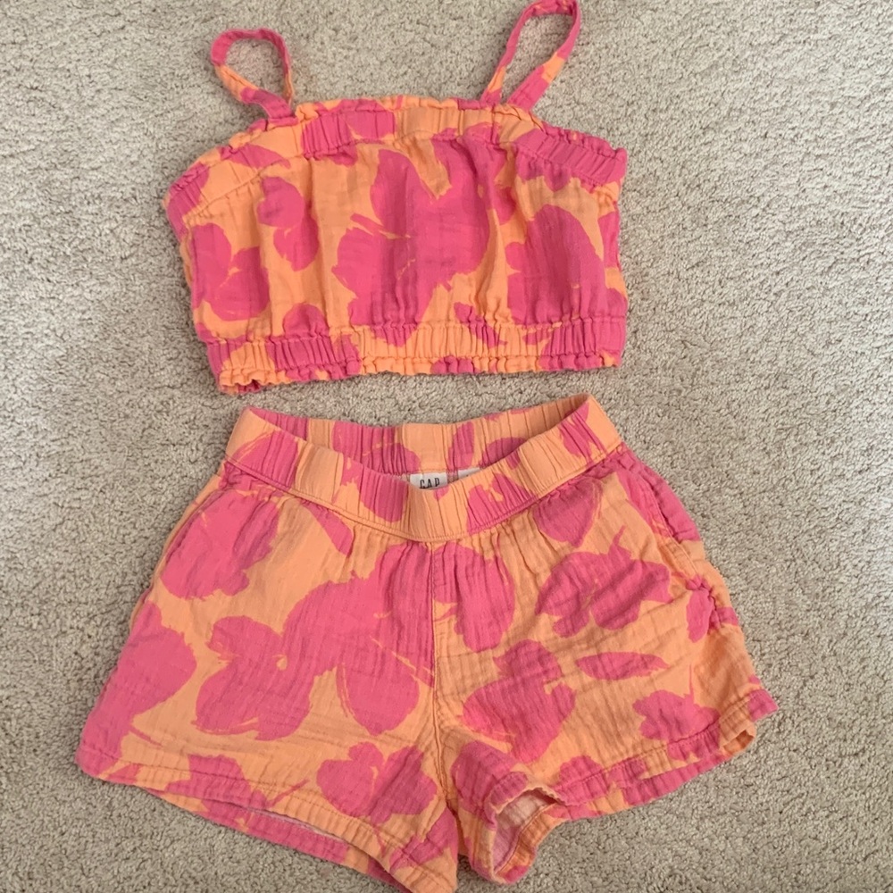 GAP Bright Pink and Orange Floral Girls' Shorts Set